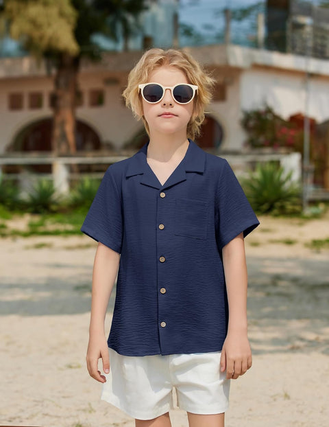 Arshiner Boys Short Sleeve Button Down Shirt 4-12 Years