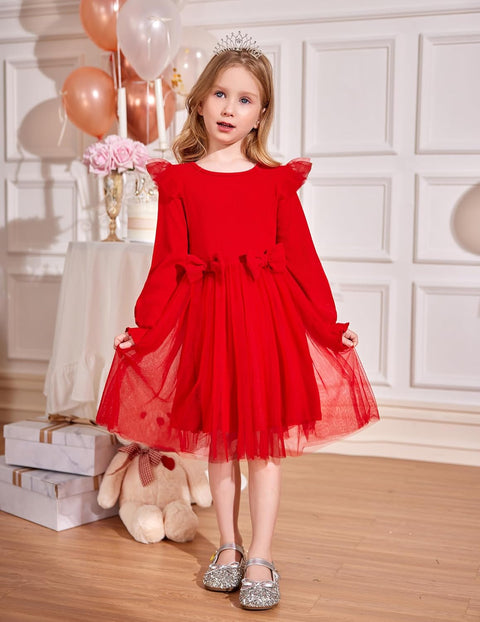 Arshiner Girls Tulle Dresses with Bow Tie Party Dress