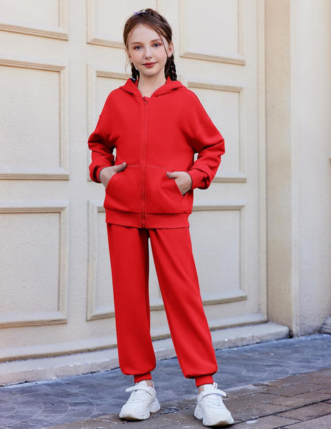 Arshiner Girls 2 Piece Outfits Jogger Sets With Zip Up Hoodie