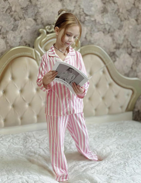 Arshiner Pajamas Set for Girls Plaid Long Sleeve Lounge Set