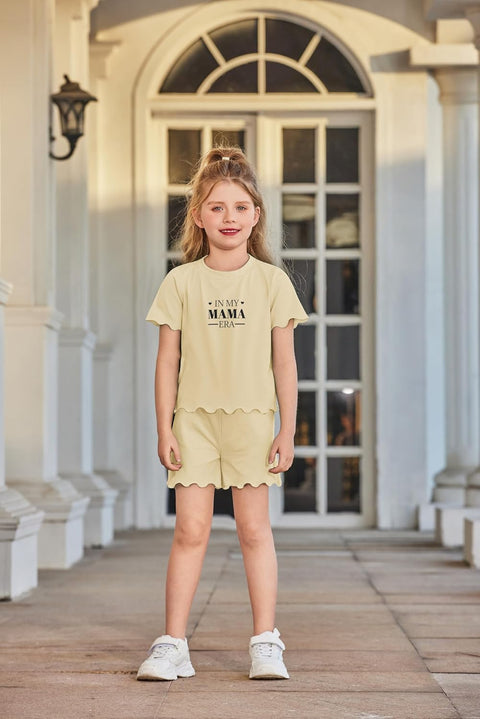 Arshiner Toddler Girls Clothes Ruffle Short Sleeves Crewneck Tops and Shorts with Pockets Cute Summer 2 Pieces Short Sets
