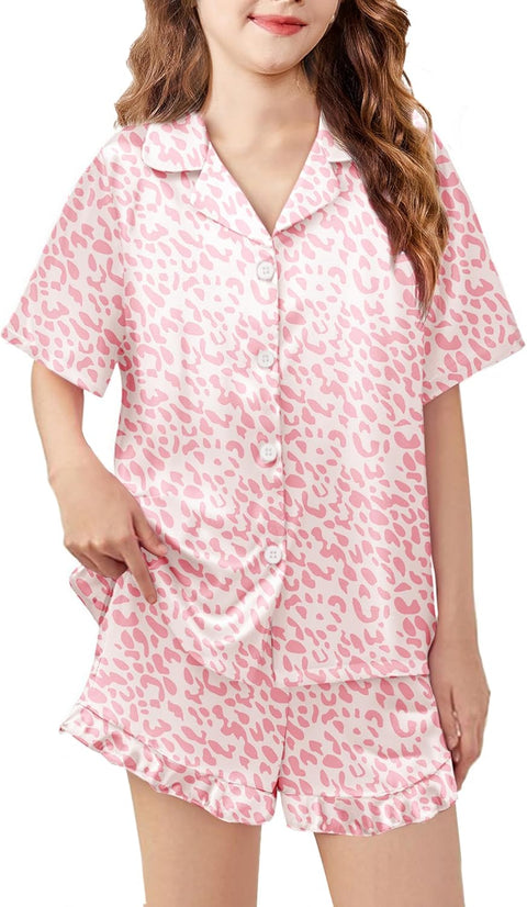Arshiner Girls Pajamas Silk Satin Pajama Set