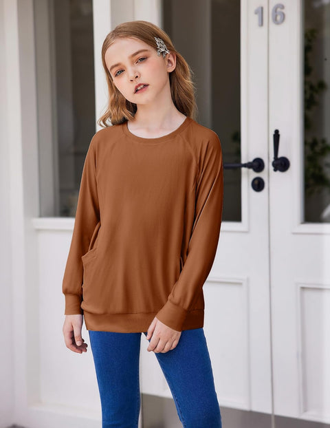 Arshiner Girls Long Sleeve Shirts with Pockets
