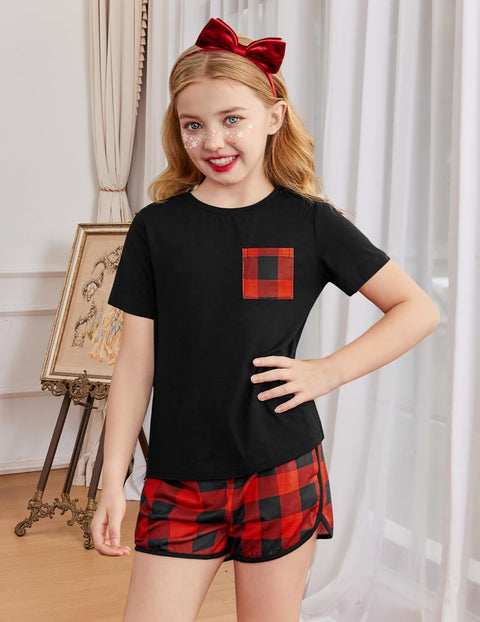 Arshiner Girls Clothes 3 Piece Outfits Short Sleeve Shirt