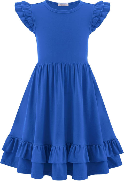 Arshiner Girls Dress Tween Boho Flutter Sleeve Tiered A Line Dresses