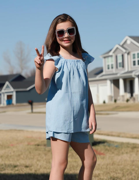 Arshiner Girls Shorts Sets Cap Sleeve Top and Elastic Waist Shorts Outfit