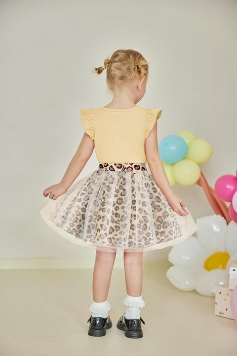 Arshiner Toddler Girls Skirt Set Ruffle Sleeve Tops and Belt Tutu Skirts