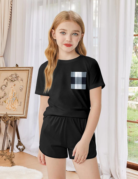 Arshiner Girls Clothes 3 Piece Outfits Short Sleeve Shirt
