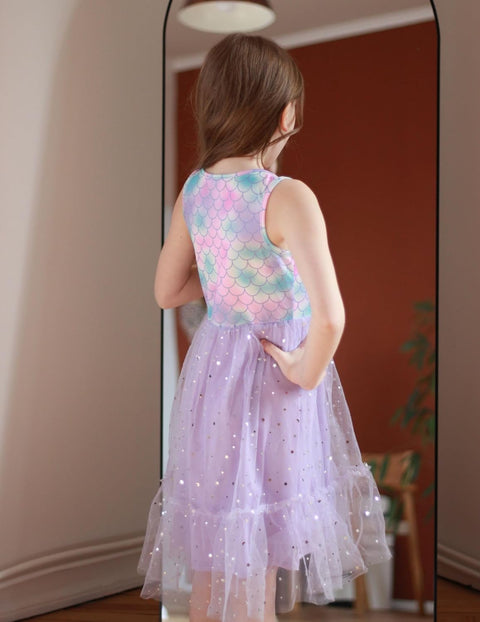 [2T-7Y] Arshiner Toddler Sleeveless Formal Dress Fancy Cute Tulle Glitter Dresses