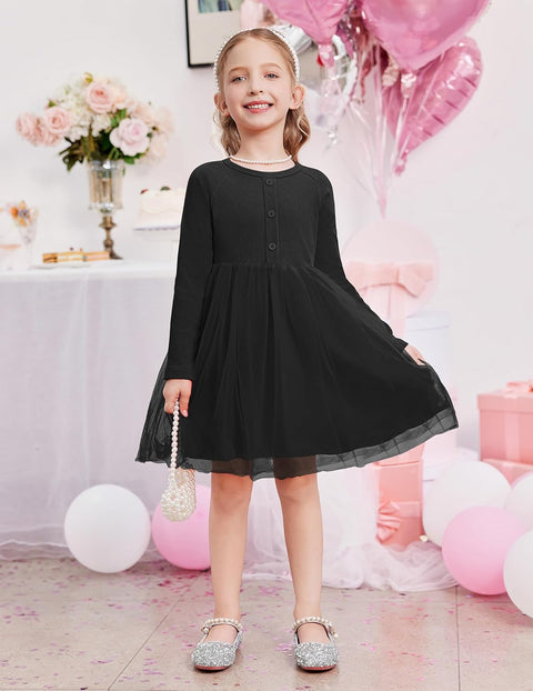 Arshiner Toddler Girls Tutu Dress Long Sleeve Party Dresses