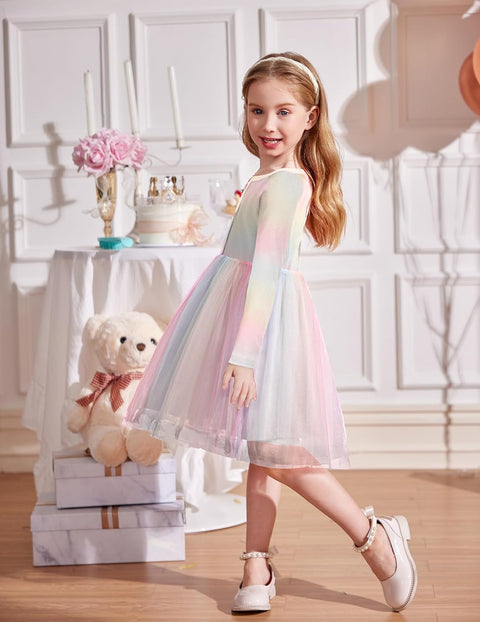Arshiner Toddler Girls Tutu Dress Long Sleeve Party Dresses