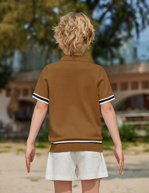 Arshiner Boys Knit Shirts Short Sleeve Button Down Shirt