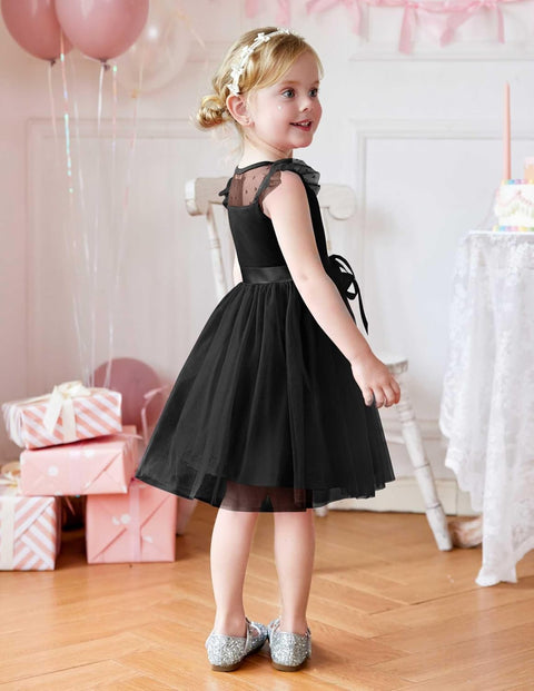 [2-8Y] Arshiner Toddler Girls Tutu Dress Contrast Mesh Party Dresses