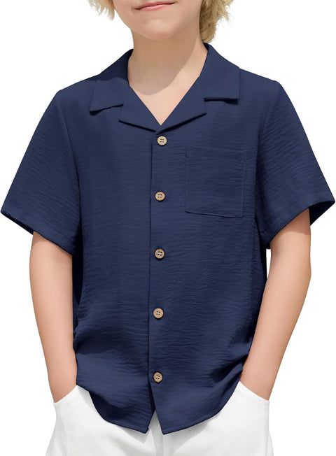 Arshiner Boys Short Sleeve Button Down Shirt 4-12 Years