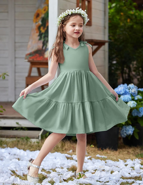 Arshiner Toddler Summer Dress Little Girls Casual Beach Party Bowknot Sling Sundress with Pocket