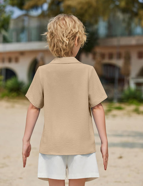 Arshiner Boys Short Sleeve Button Down Shirt 4-12 Years