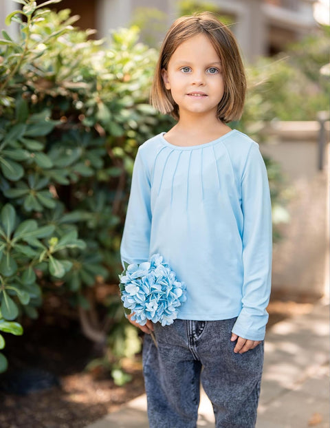 Arshiner Girls Pleated Long Sleeve Shirts