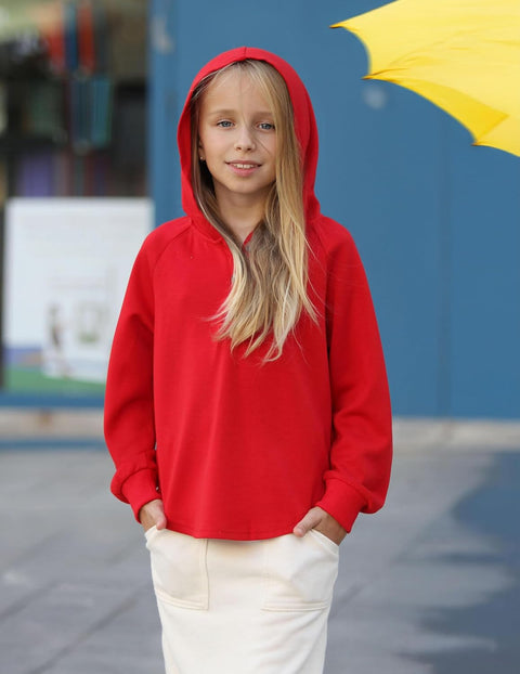 Arshiner Girls Button Collar Kids Hooded Sweatshirt