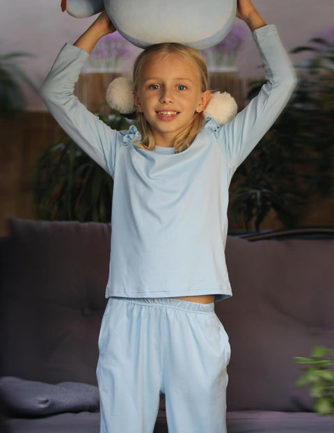 Arshiner Girls 2 Piece Outfits Ruffled Tops and Pants Set