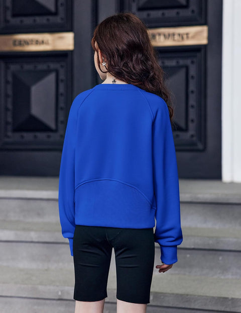 Arshiner Girls Sweatshirt Crop Tops Cropped Ribbed Shirts