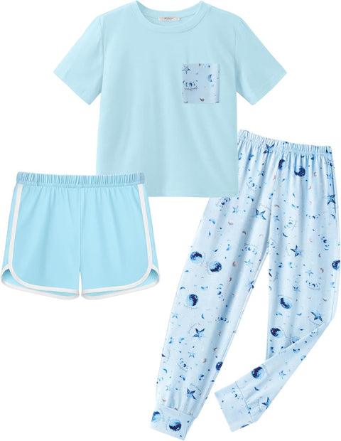 Arshiner Girls Clothes 3 Piece Outfits Short Sleeve Shirt