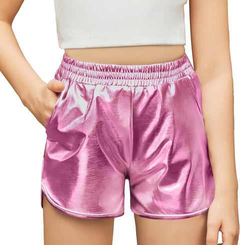 Arshiner Girls Metallic Shorts Summer Sparkly Shiny Hot Dance Athletic Pants Shorts