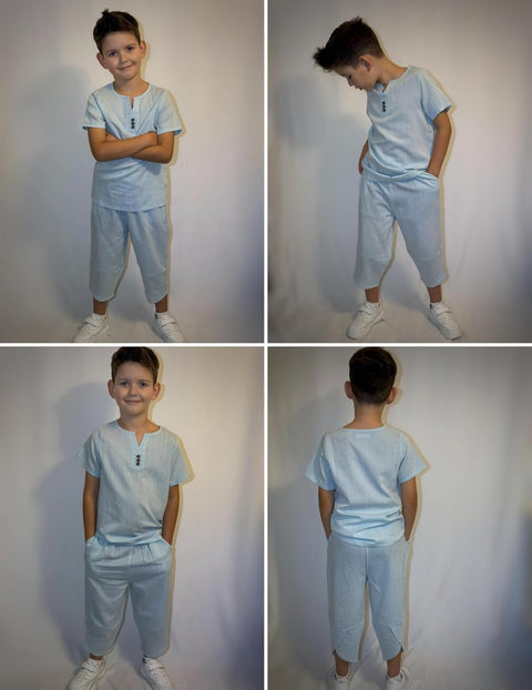 Arshiner Boy's 2 Pieces Clothes Set Henley Shirt and Harem Capri Pants