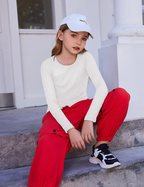 Arshiner Girls Long Sleeve Ribbed Knit Shirts