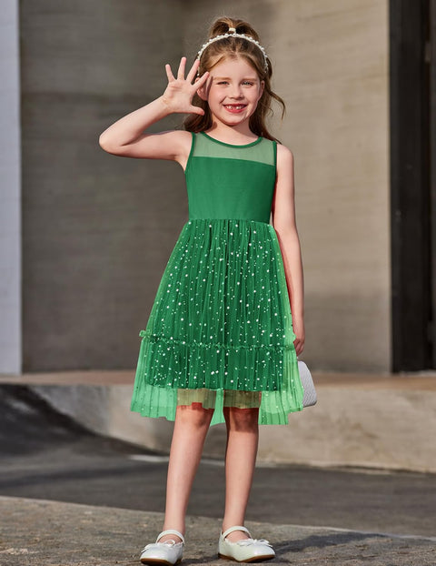 [2T-7Y] Arshiner Toddler Sleeveless Formal Dress Fancy Cute Tulle Glitter Dresses
