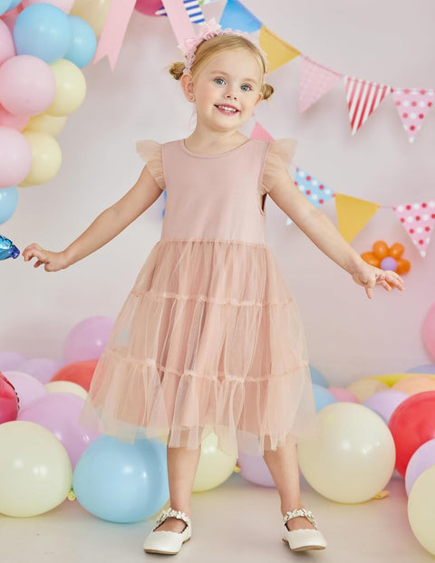 Arshiner Toddler Baby Girl Dress Ruffle Sleeveless Tulle Dresses 2-6