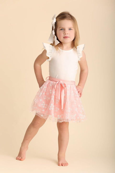 Arshiner Toddler Girls Skirt Set Ruffle Sleeve Tops and Belt Tutu Skirts