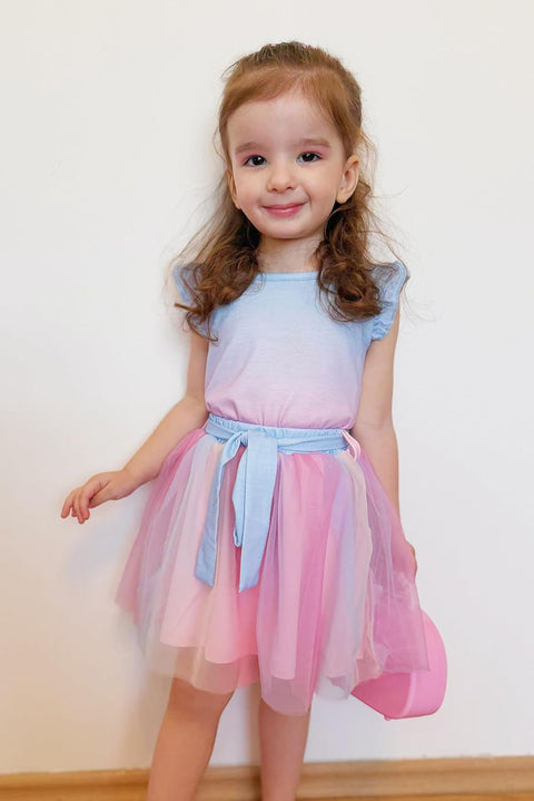 Arshiner Toddler Girls Skirt Set Ruffle Sleeve Tops and Belt Tutu Skirts