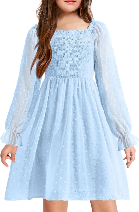 Arshiner Girl Tulle Dress Winter Long Sleeve Teen Girls Party Dresses