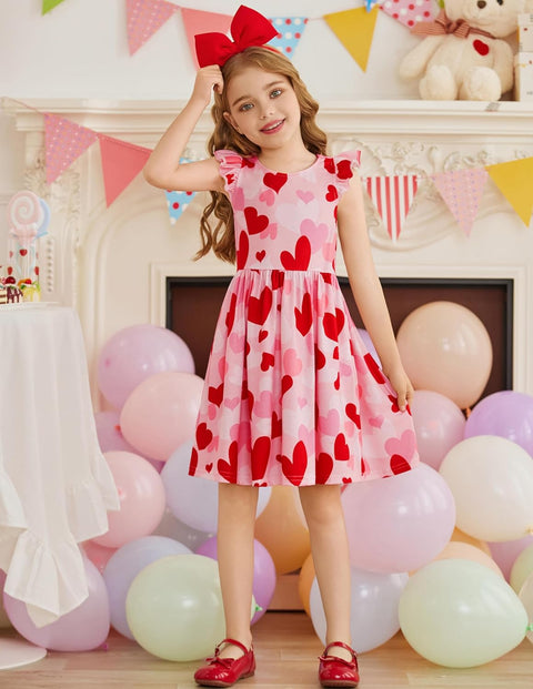Arshiner Toddler Dress Girls Summer Ruffle Sleeve Backless Dresses Casual Sundress with Pockets 2-8Y