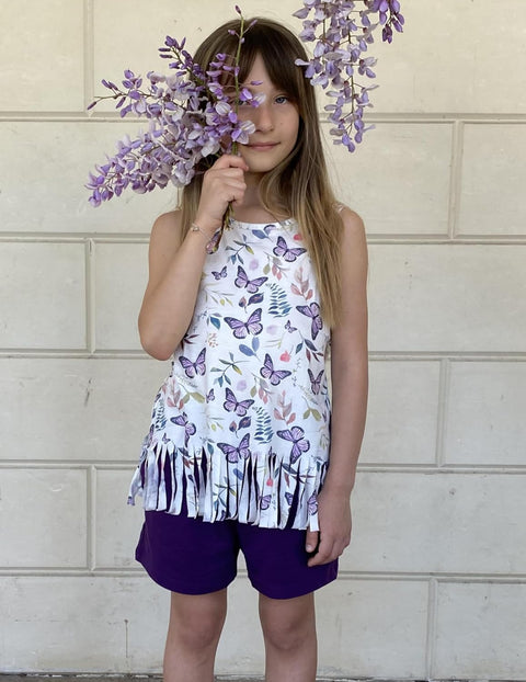 Arshiner Girls Summer Outfits Sleeveless Fringe Tank Top and Elastic Waist Pocketed Shorts Set Girl Clothes 6-14 Years