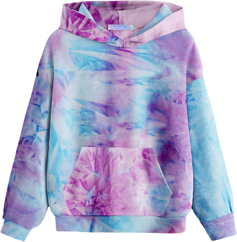 Arshiner Girls Tie Dye Sweatshirts Loose Casual Hoodies Tops