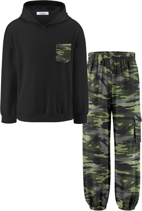 Arshiner Boys Long Sleeve Hoodie and Pants Outfit Set