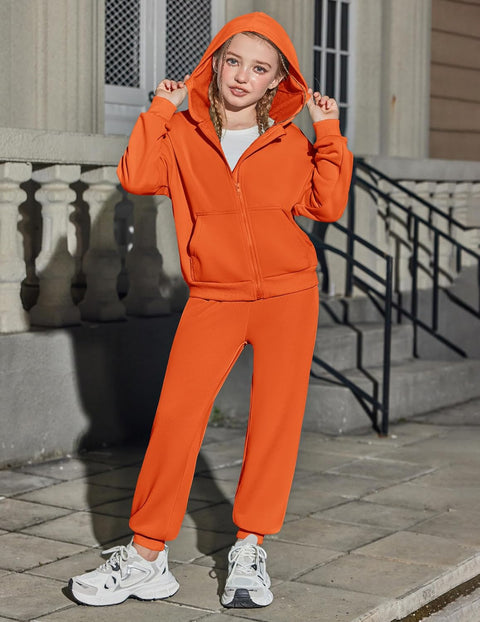 Arshiner Girls 2 Piece Outfits Jogger Sets With Zip Up Hoodie