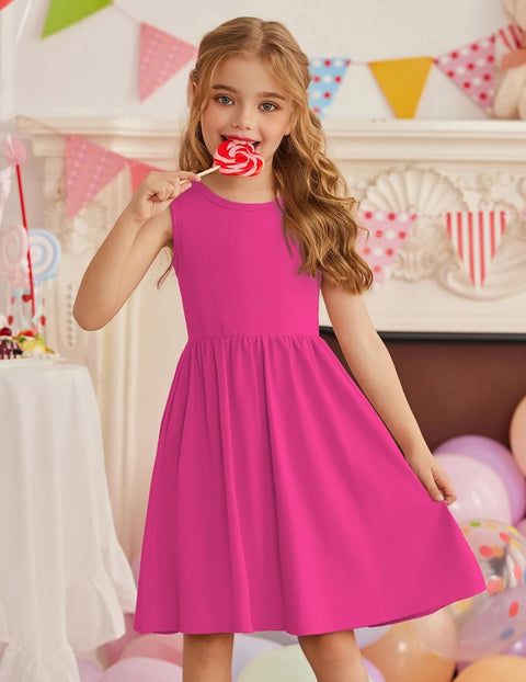 【2-6Y】Arshiner Toddler Girls Dress Back Bowknot Twirly Sundress with Pockets