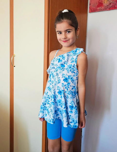 Arshiner Girls 2 Piece Outfits One Shoulder Ruffle Trim Top and Short Sets 6-14 Years