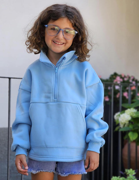 Arshiner Girls Half Zip Sweatshirt Fleece Quarter Pullover