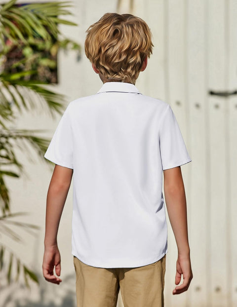 Arshiner Boys Short Sleeve Dress Shirts Solid Button Down Shirts