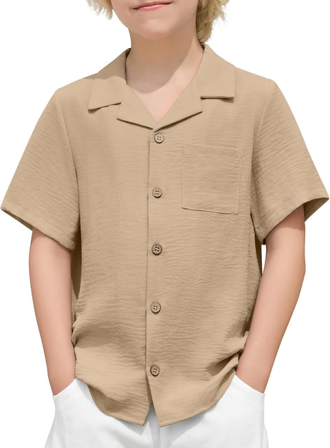 Arshiner Boys Short Sleeve Button Down Shirt 4-12 Years