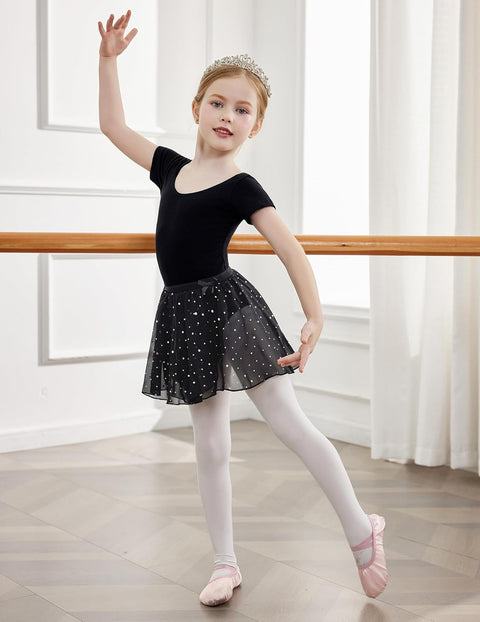 Arshiner Girls Sequin Ballet Leotards Combo Irregular Hem Dance Dresses