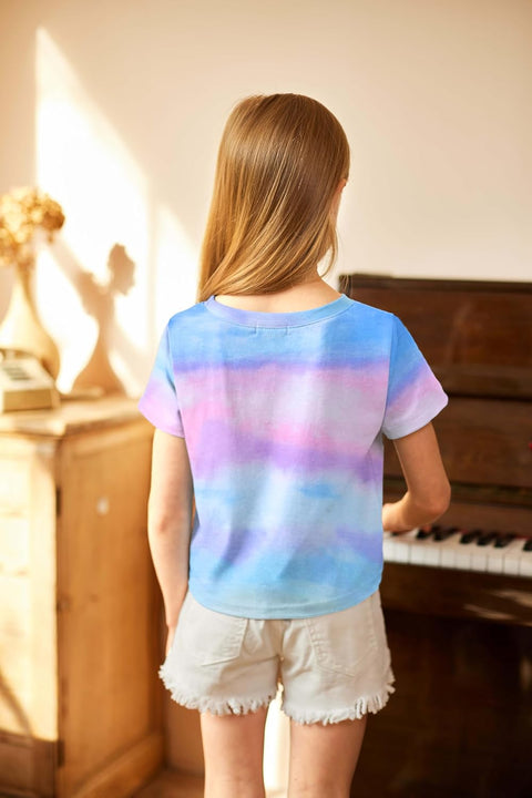 Arshiner Girls Casual Tie Dye Short-Sleeve T-Shirt