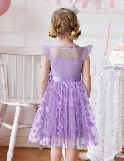 [2-8Y] Arshiner Toddler Girls Tutu Dress Contrast Mesh Party Dresses
