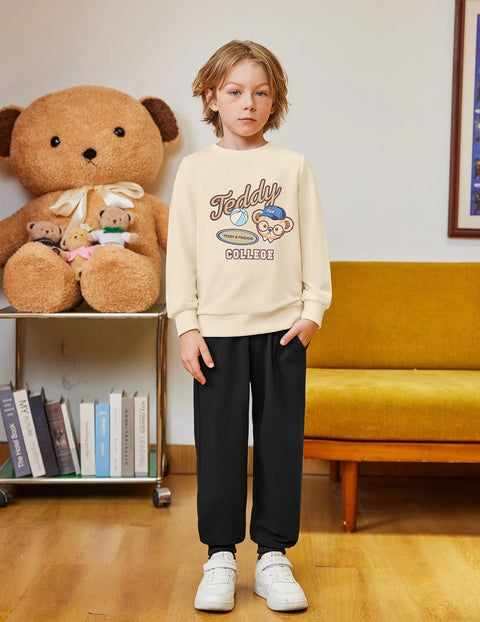 Arshiner Boys Teddy Bear Sweatshirt and Pants Outfit Set