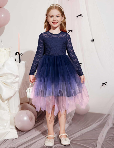 Arshiner Flower Girl Dress Toddler Contrast Lace Tutu Tulle Dresses