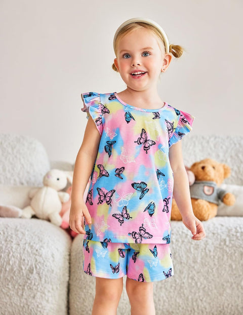 [4Y-12Y] Arshiner Girls Pajamas Set Short Sleeve Pjs 3PCS Lounge Sets