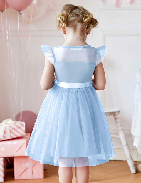 [2-8Y] Arshiner Toddler Girls Tutu Dress Contrast Mesh Party Dresses
